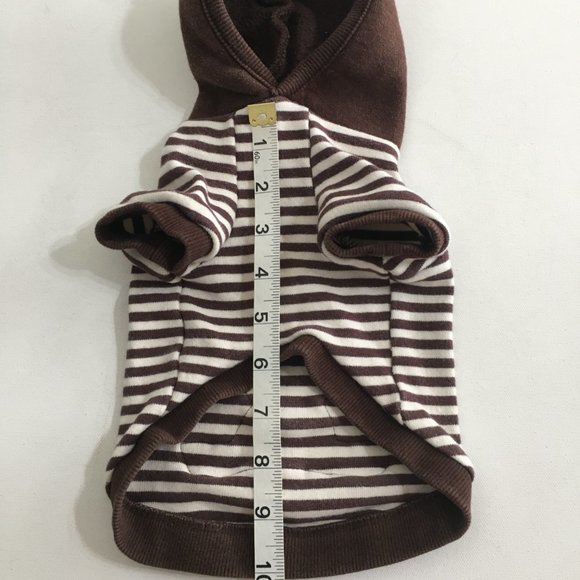 Bear Striped Hoodie Dog Clothes Brown Size Medium - Picture 8 of 10